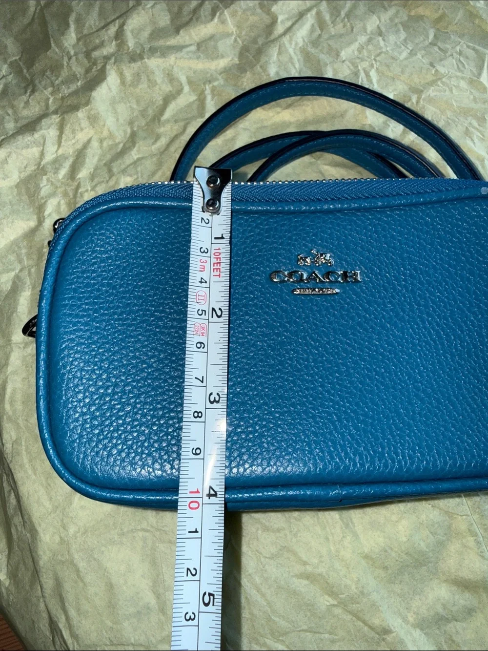 Coach Pebbled Leather Crossbody in Bright Blue